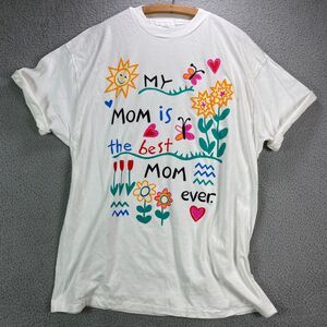 Best MOM Ever Shirt Adult‎ XL White Short Sleeve Single Stitch USA 90s